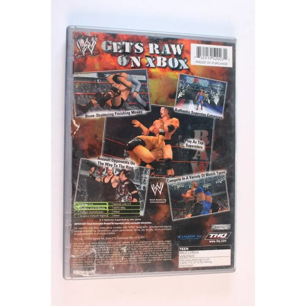 WWF Raw (Microsoft Xbox, 2002) Platinum Hits, Complete, Tested
